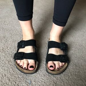 Black suede leather Birkenstock's